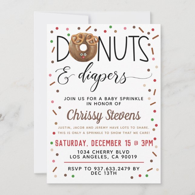 Chocolate Doughnut Baby Sprinkle Shower Invitation (Front)