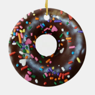 Chocolate doughnut ceramic tree decoration