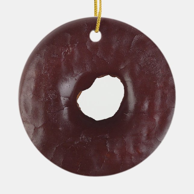 Chocolate Doughnut Ceramic Tree Decoration (Front)