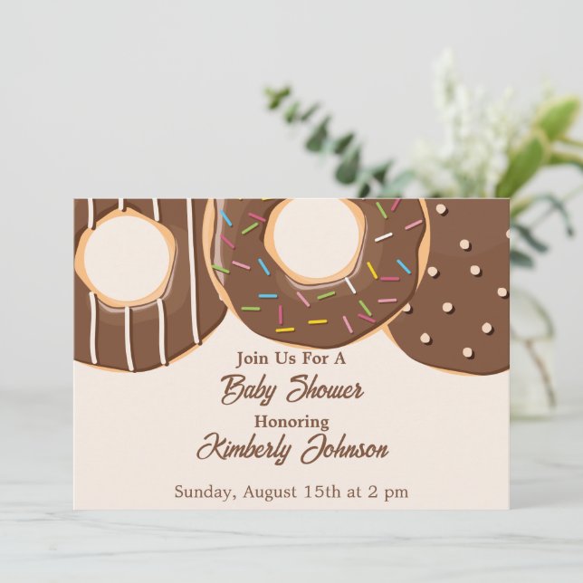 Chocolate Doughnut Delight Baby Shower Invitation (Standing Front)