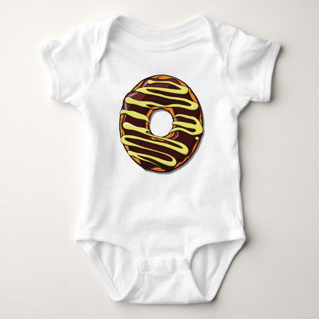 Chocolate Doughnut, Doughnut, Frosting, Glaze, Ici Baby Bodysuit (Front)