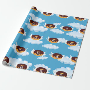 Chocolate Doughnut Food Humour Emoji Wrapping Paper