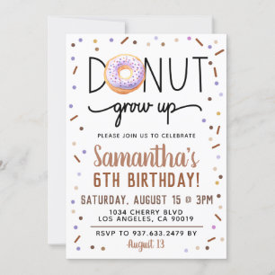 Chocolate Doughnut Grow Up Birthday Invitation