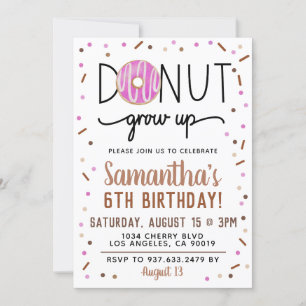 Chocolate Doughnut Grow Up Birthday Invitation