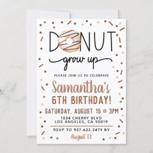 Chocolate Doughnut Grow Up Birthday Invitation