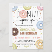 Chocolate Doughnut Grow Up Birthday Invitation