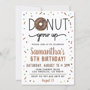Chocolate Doughnut Grow Up Birthday Invitation