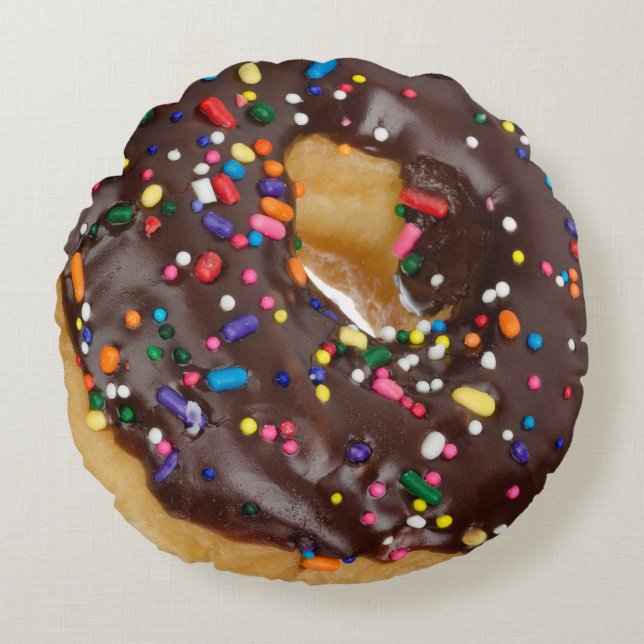 Chocolate Doughnut Novelty Round Cushion (Front)