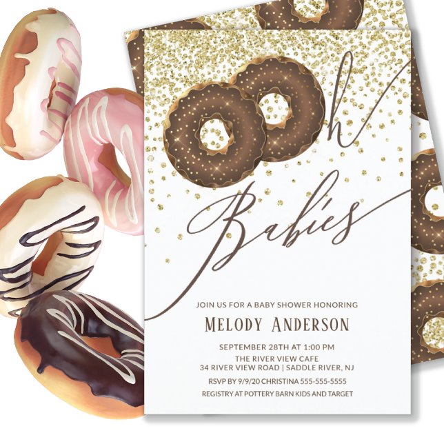 Chocolate Doughnut Oh Babies Twins Baby Shower Invitation (Creator Uploaded)