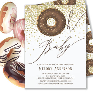 Chocolate Doughnut Oh Baby Neutral Baby Shower Invitation