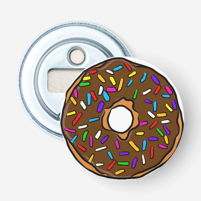 Chocolate Doughnut Rainbow Colourful Sprinkles Art Bottle Opener (Front)
