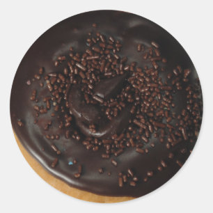 Chocolate doughnut round glossy stickers
