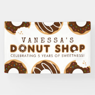 Chocolate Doughnut Shop Birthday Party Banner