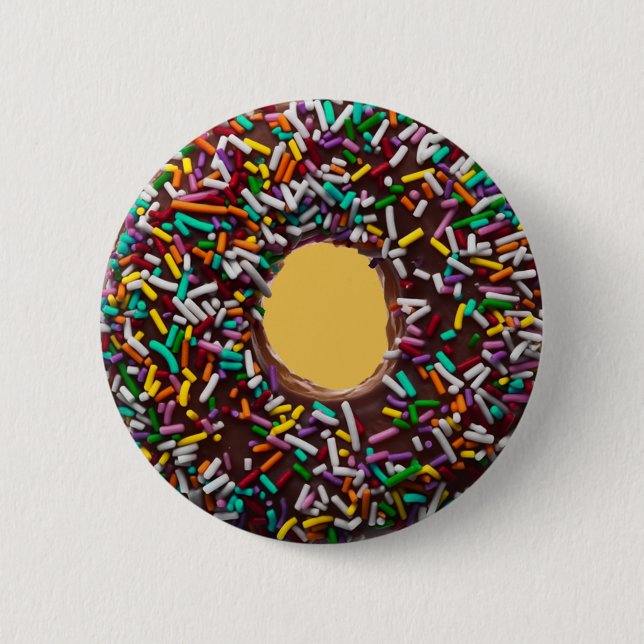 Chocolate Doughnut with colourful sprinkles 6 Cm Round Badge (Front)