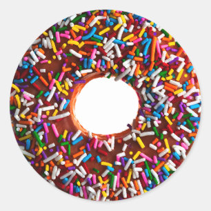 Chocolate Doughnut with Jimmies Classic Round Sticker