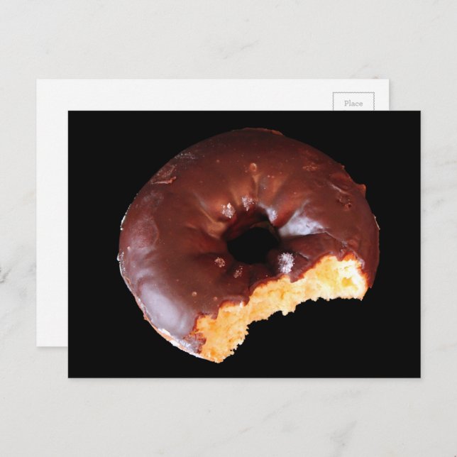 Chocolate Doughnut With Large Bite Taken Out of It Postcard (Front/Back)