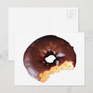 Chocolate Doughnut With Large Bite Taken Out of It Postcard