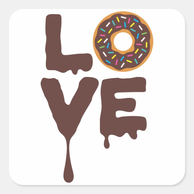 Chocolate Doughnut with Sprinkles Love Square Sticker (Front)