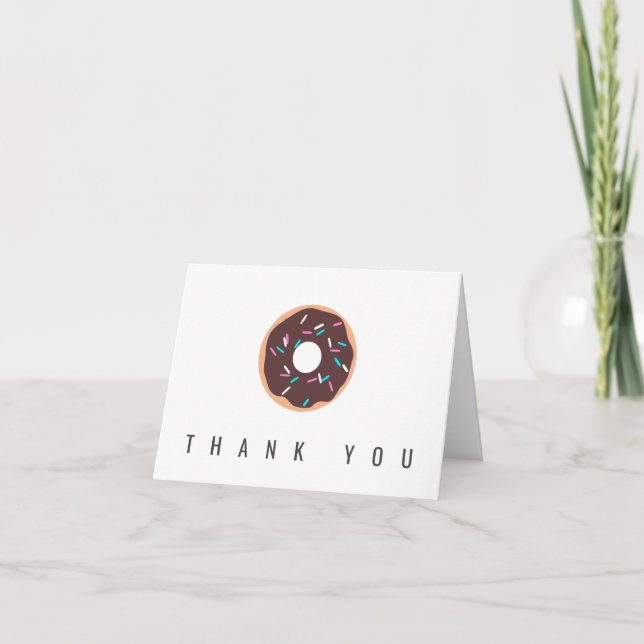 Chocolate Doughnut with Sprinkles Thank You Card (Front)