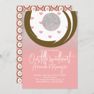 Chocolate Doughnuts Faux Glitter Valentines Day Invitation