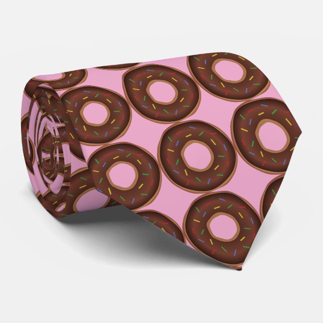 chocolate doughnuts. Pink background Tie (Rolled)