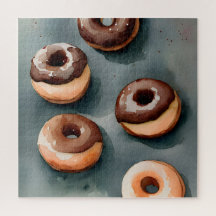 Chocolate Doughnuts Watercolor