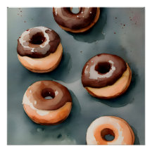 Chocolate Doughnuts Watercolor