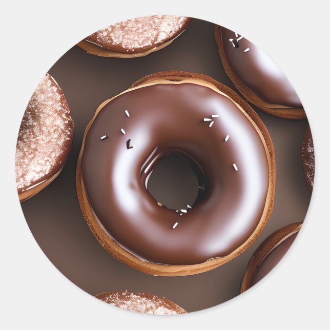 Chocolate Doughnuts with Sprinkles  Classic Round Sticker (Front)