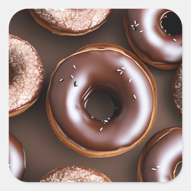 Chocolate Doughnuts with Sprinkles  Square Sticker (Front)