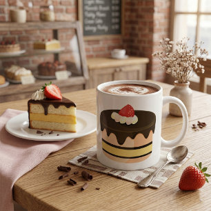 Chocolate Drip Cake with Strawberry Coffee Mug