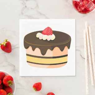 Chocolate Drip Cake with Strawberry Napkin