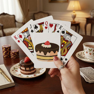 Chocolate Drip Cake with Strawberry Playing Cards
