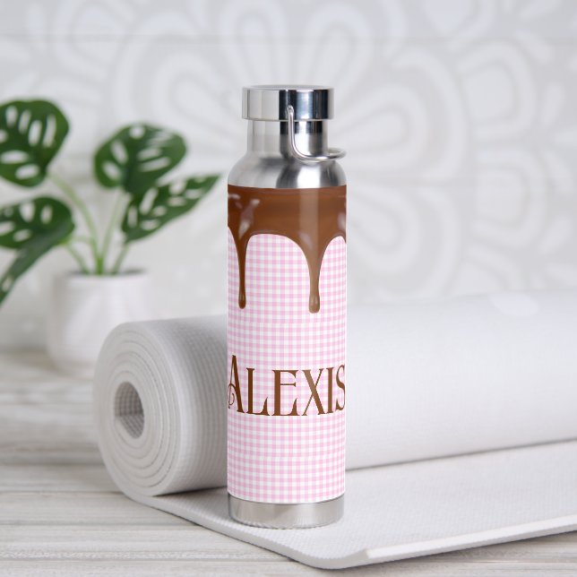 Chocolate Dripping On Gingham Water Bottle (Yoga)