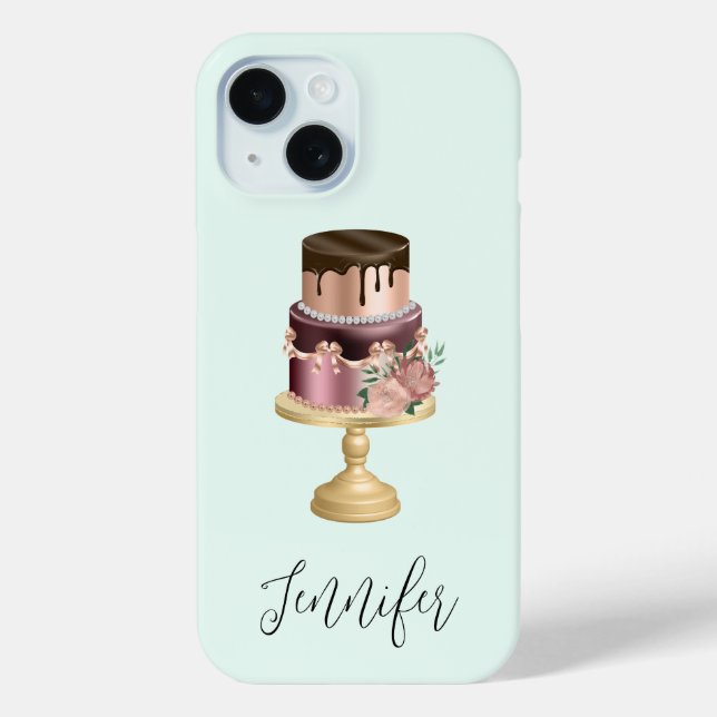 Chocolate Drips and Rose Gold Luxury Cake Case-Mate iPhone Case (Back)