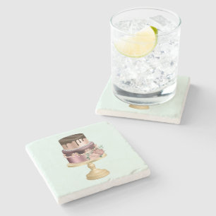 Chocolate Drips and Rose Gold Luxury Cake Stone Coaster
