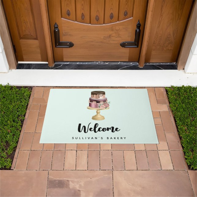 Chocolate Drips and Rose Gold Luxury Cake Welcome Doormat (Outdoor)