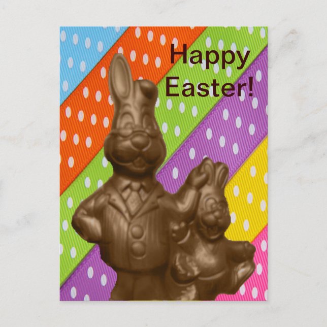 Chocolate Easter Bunnies Holiday Postcard (Front)
