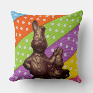 Chocolate Easter Bunnies & Polka Dot Ribbon, ZSSG Cushion