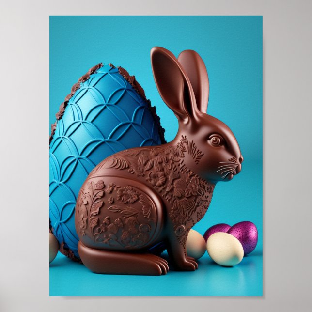 Chocolate Easter Bunny and Eggs Poster (Front)