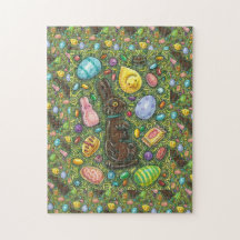 CHOCOLATE EASTER BUNNY, CHICK, EGGS, JELLY BEANS