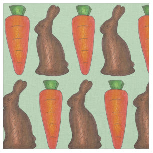 Chocolate Easter Bunny Rabbit Carrots Candy Fabric