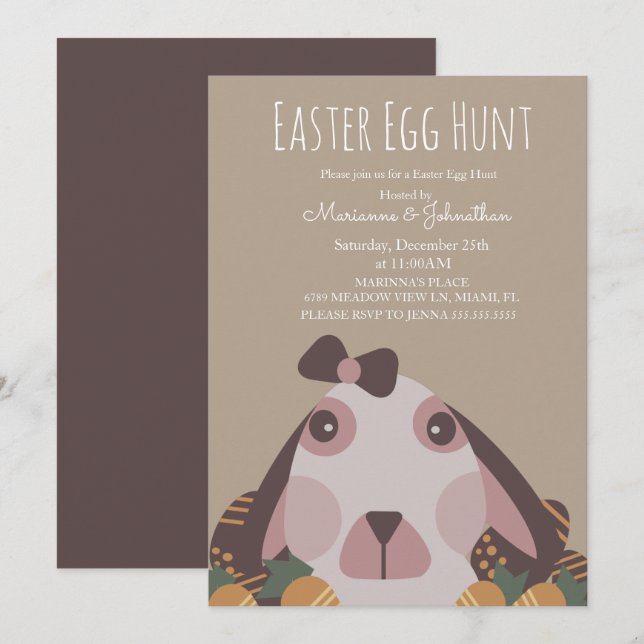 Chocolate Easter Eggs Bunny Egg Hunt Invitation (Front/Back)