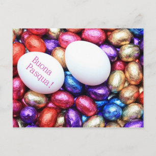 Chocolate easter eggs italian greeting card