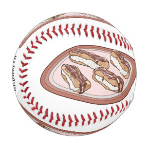 Chocolate eclair cartoon illustration baseball