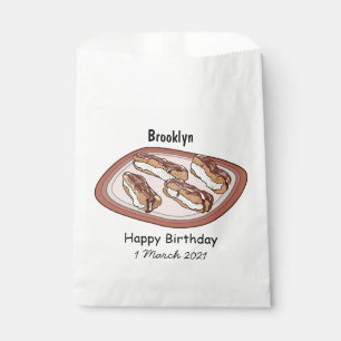 Chocolate eclair cartoon illustration favour bags