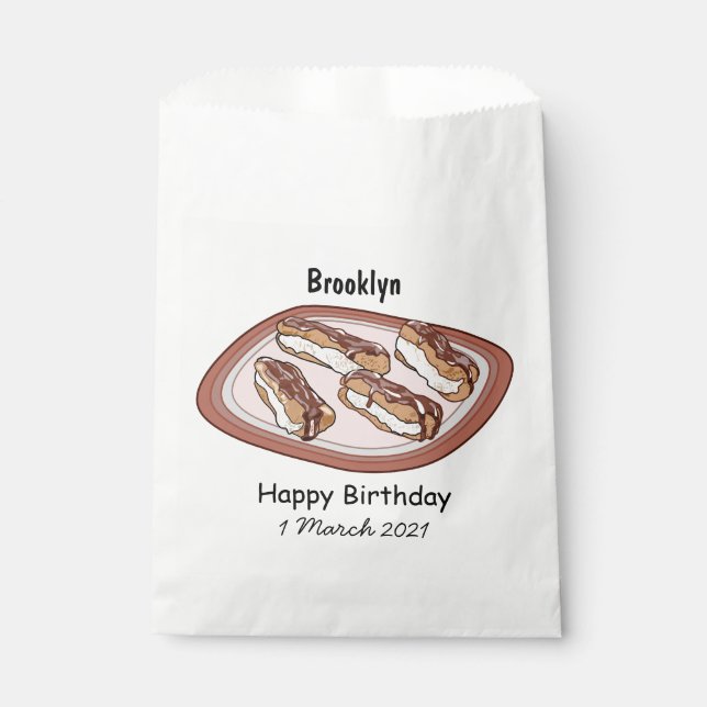 Chocolate eclair cartoon illustration  favour bags (Front)