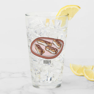 Chocolate eclair cartoon illustration  glass