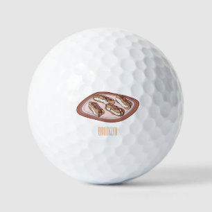 Chocolate eclair cartoon illustration golf balls