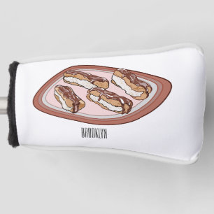 Chocolate eclair cartoon illustration golf head cover