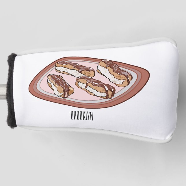 Chocolate eclair cartoon illustration golf head cover (Front)